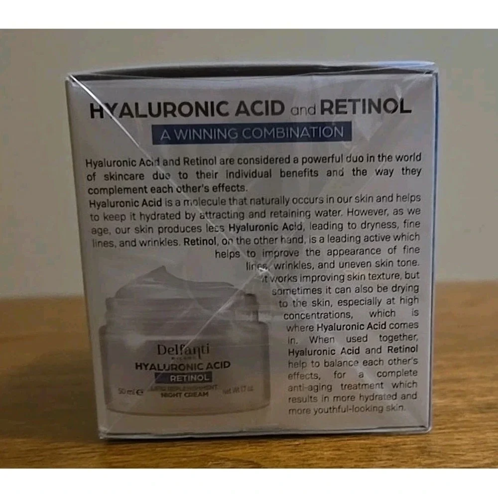 Delfanti Hyaluronic Acid and Retinol Night Cream Deep Hydration w/ Lipids 1.7 oz